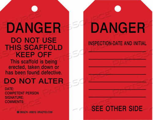 OEM#: 89018DANGER TAG 7 X 4 IN BK/R MET 3/8 IN PK10 by Brady Americas