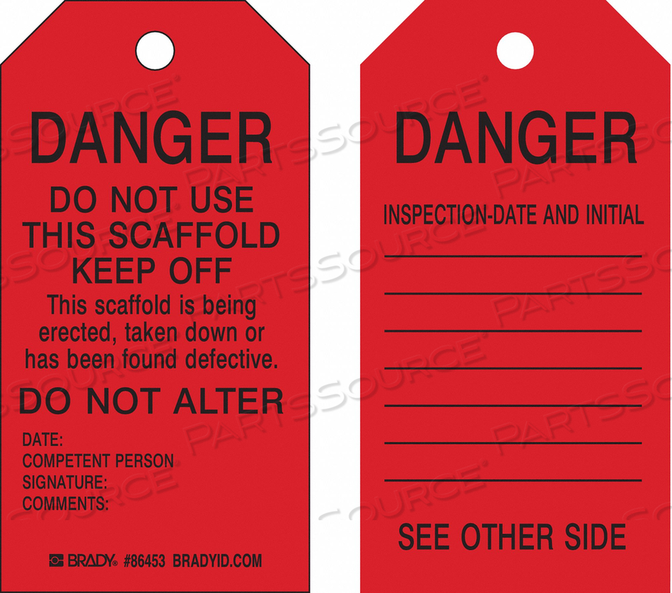 OEM#: 86683DANGER TAG 5-3/4 X 3 IN BK/R MET PK100 by Brady Americas