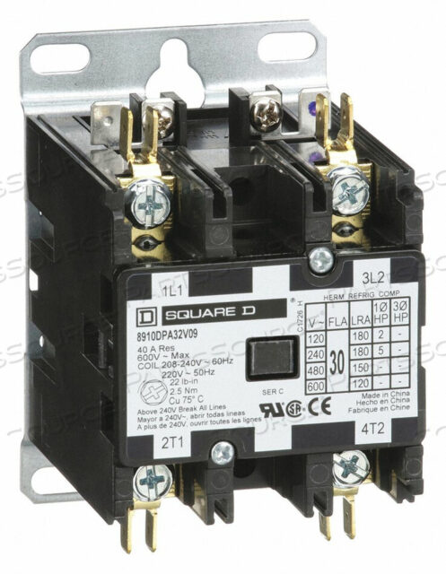 OEM#: 8910DPA32V09H2650 DEFINIT PRPOSE CNTACTR 208/240VAC 30A 2P by Square D