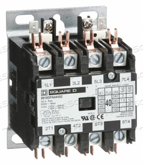 OEM#: 8910DPA44V04H2659 DFINIT PRPOSE CNTACTR 277VAC 40A 4P OPEN by Square D