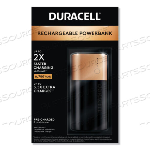 RECHARGEABLE 6700 MAH POWERBANK, 2 DAY PORTABLE CHARGER