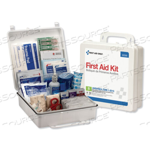 OEM#: 90566BULK ANSI 2015 COMPLIANT CLASS B TYPE III FIRST AID KIT FOR 50 PEOPLE, 199 PIECES, PLASTIC CASE by First Aid Only