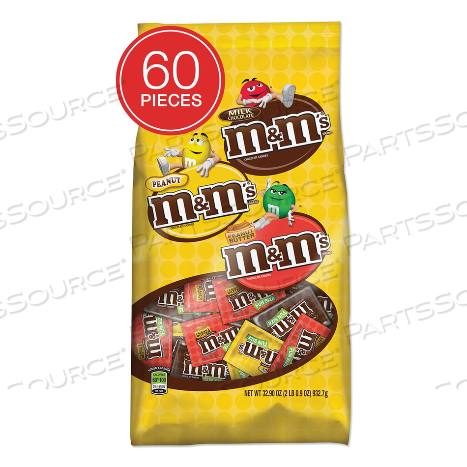 CHOCOLATE CANDIES, MILK CHOCOLATE/PEANUT/PEANUT BUTTER, INDIVIDUALLY WRAPPED, 32.9 OZ BAG