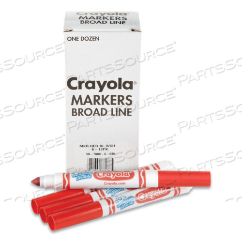 OEM#: 58-7800-038BROAD LINE WASHABLE MARKERS, BROAD BULLET TIP, RED, 12/BOX by Crayola