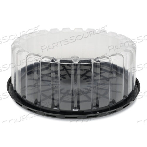 OEM#: YEH899020000PLASTIC CAKE CONTAINER, SHALLOW 9 CAKE CONTAINER, 9 DIAMETER X 3.38H, CLEAR/BLACK, 90/CARTON by Pactiv
