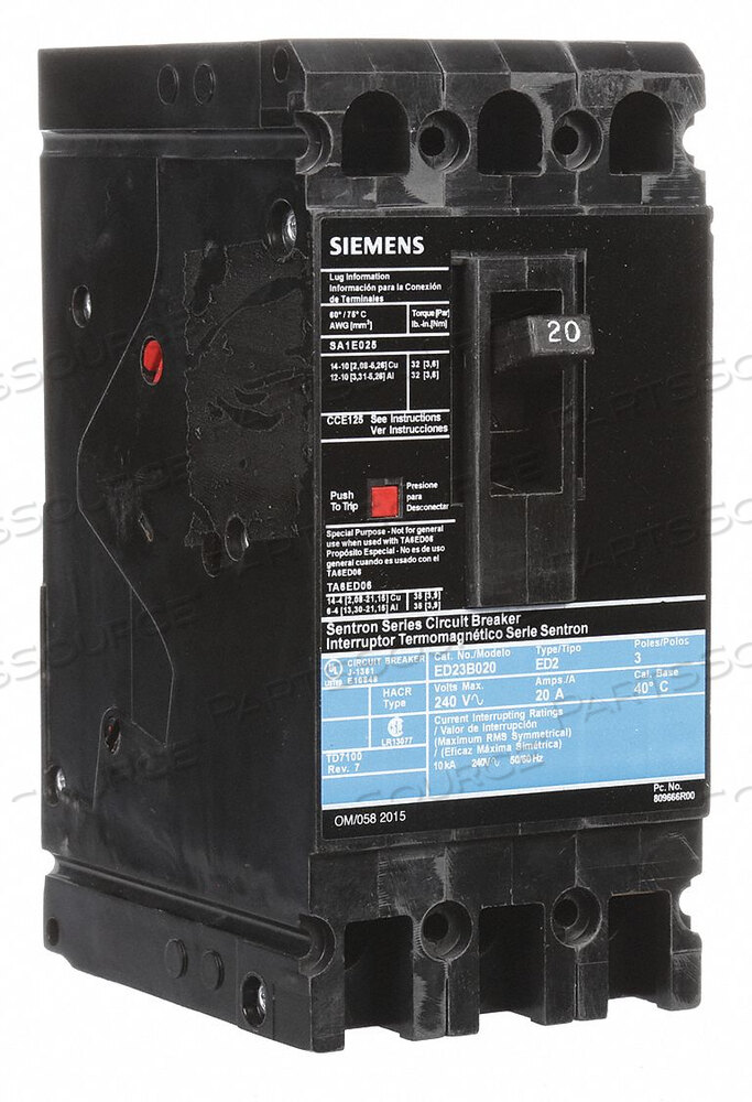 OEM#: ED23B025CIRCUIT BREAKER 25A 3P 240VAC ED2 by Siemens