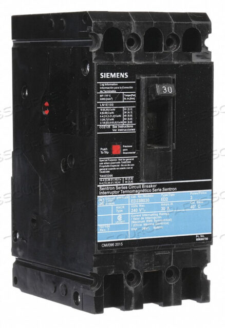 OEM#: ED23B030CIRCUIT BREAKER 30A 3P 240VAC ED2 by Siemens