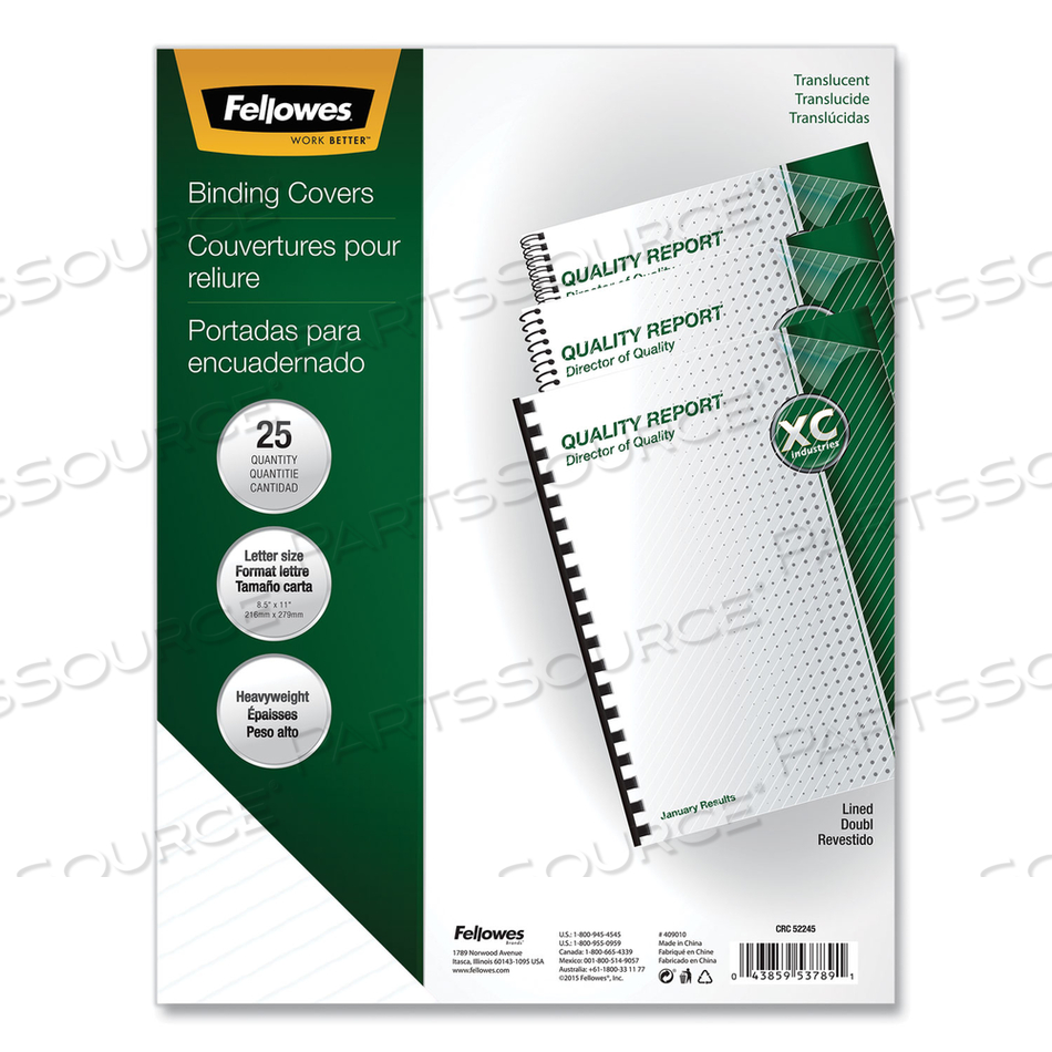 FUTURA PRESENTATION COVERS FOR BINDING SYSTEMS, FROST LINED, 11 X 8.5, UNPUNCHED, 25/PACK