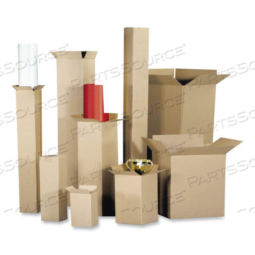 FIXED-DEPTH SHIPPING BOXES, 200 LB MULLEN RATED, REGULAR SLOTTED CONTAINER (RSC), 6 X 6 X 24, BROWN KRAFT, 25/BUNDLE