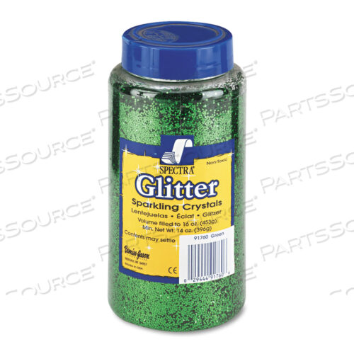 OEM#: 91760SPECTRA GLITTER, 0.04 HEXAGON CRYSTALS, GREEN, 16 OZ SHAKER-TOP JAR by Pacon