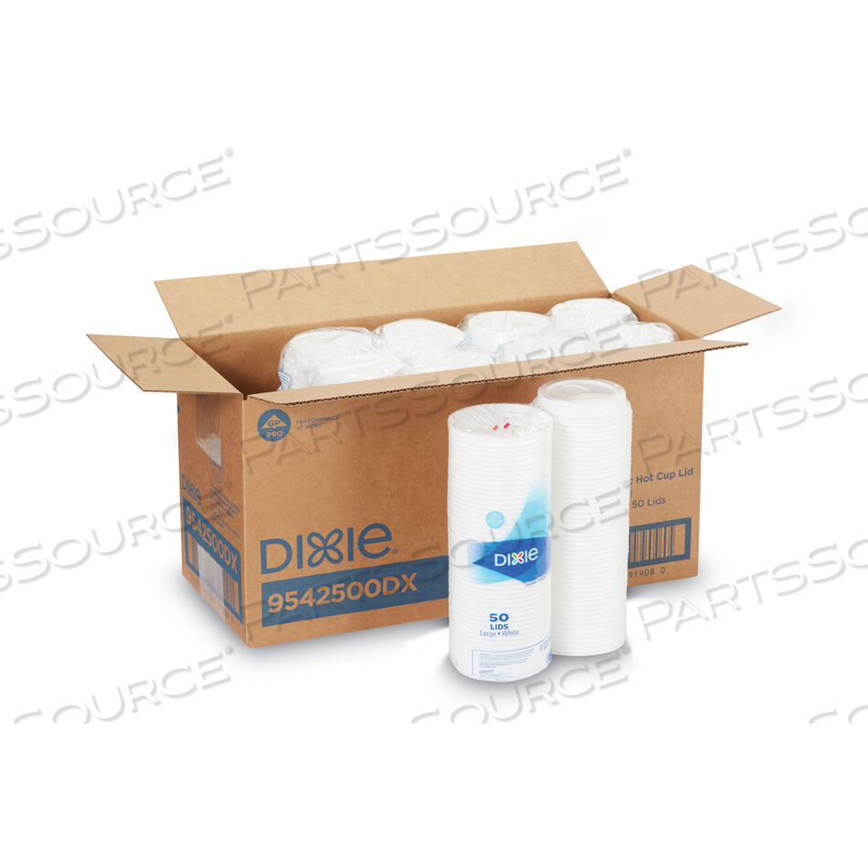 OEM#: 9542500DXWHITE DOME LID FITS 10 OZ TO 16 OZ PERFECTOUCH CUPS, 12 OZ TO 20 OZ HOT CUPS, WISESIZE, 500/CARTON by Dixie