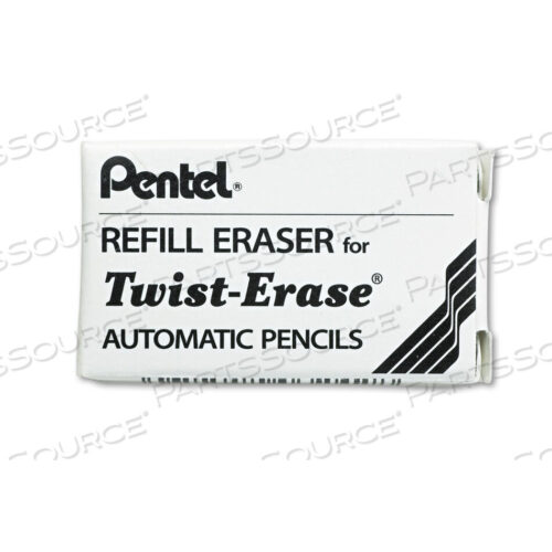 OEM#: E10ERASER REFILLS FOR PENTEL SIDE FX AND TWIST-ERASE PENCILS, CYLINDRICAL ROD, WHITE, 3/TUBE by Pentel of America