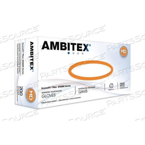 OEM#: EFMD2000ECONOFIT PLUS POWDER-FREE POLYETHYLENE GLOVES, MEDIUM, CLEAR, 200/PACK, 10 PACKS/CARTON by Ambitex