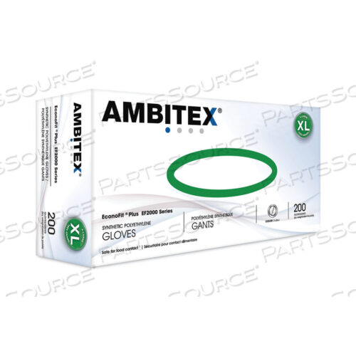 OEM#: EFXL2000ECONOFIT PLUS POWDER-FREE POLYETHYLENE GLOVES, X-LARGE, CLEAR, 200/PACK, 10 PACKS/CARTON by Ambitex