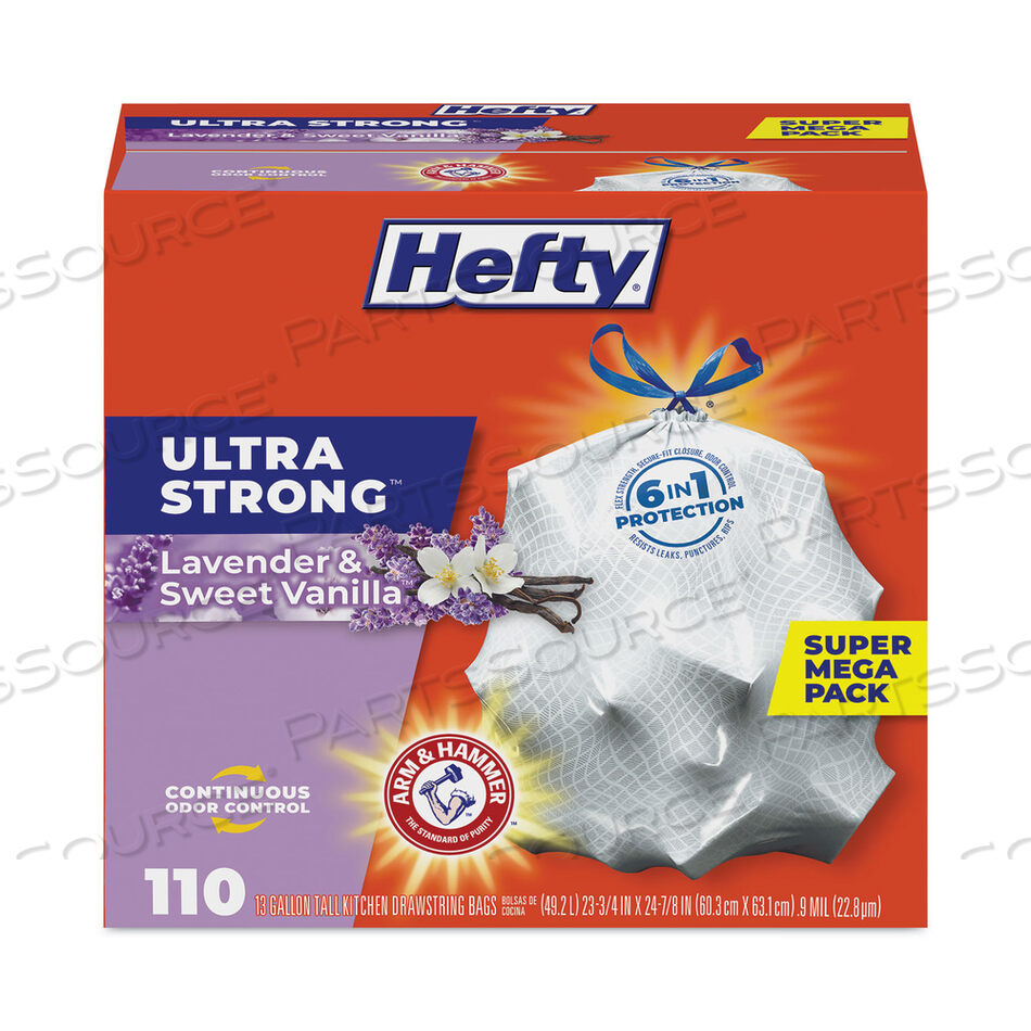 OEM#: E8-8366ULTRA STRONG SCENTED TALL WHITE KITCHEN BAGS, 13 GAL, 0.9 MIL, 23.75 X 24.88, WHITE, 110 BAGS/BOX, 3 BOXES/CARTON by Hefty
