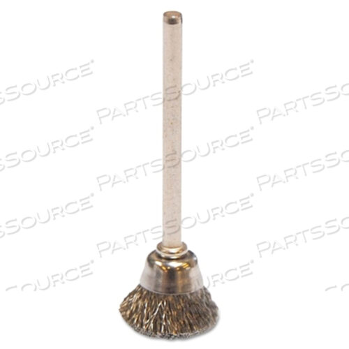OEM#: 26076MINIATURE STEM-MOUNTED CUP BRUSH, 5/8 IN DIA., .005 IN STAINLESS STEEL WIRE by Weiler