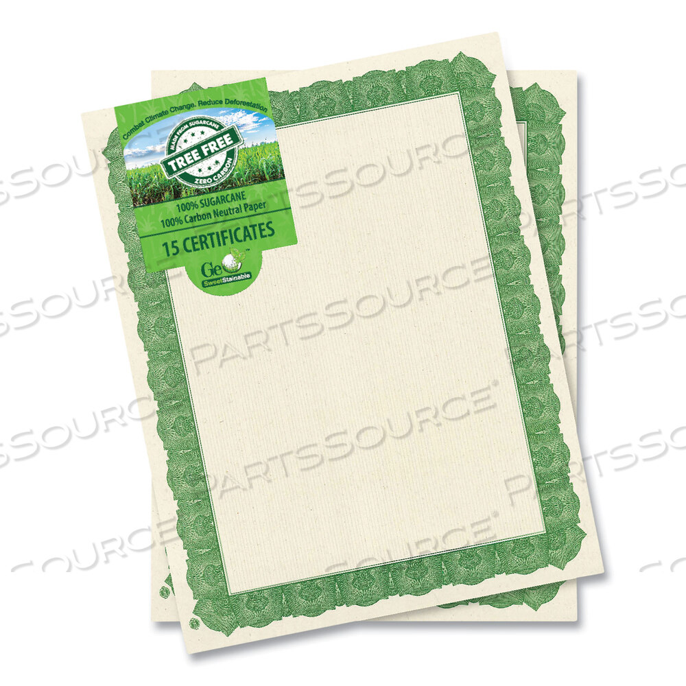 OEM#: 49016AWARD CERTIFICATES, 8.5 X 11, NATURAL WITH GREEN BRAIDED BORDER, 15/PACK by Geographics
