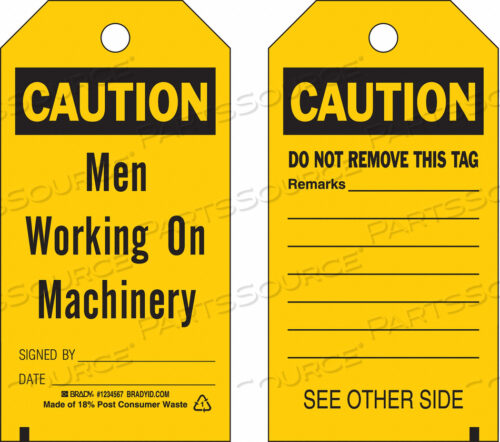 OEM#: 86544CAUT TAG 5-3/4 X 3 IN BK/YEL 3/8 IN PK10 by Brady Americas