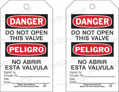 OEM#: 86578DANGER TAG 7 X 4 IN BK AND R/WHT PK10 by Brady Americas