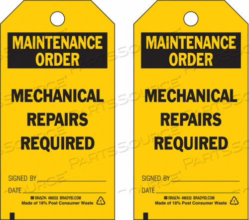 OEM#: 86532MAL NT ORD TAG 5-3/4 X 3 IN BK/YEL PK10 by Brady Americas