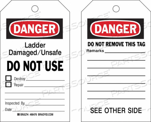 OEM#: 86476DANGER TAG 7 X 4 IN BK AND R/WHT PK10 by Brady Americas