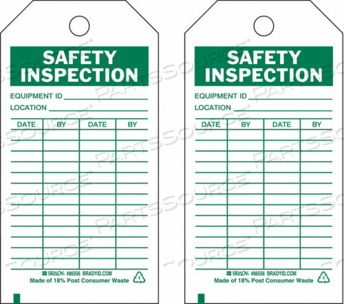 OEM#: 86556SAFETY INSPECTION TAG 5-3/4 X 3 IN PK10 by Brady Americas