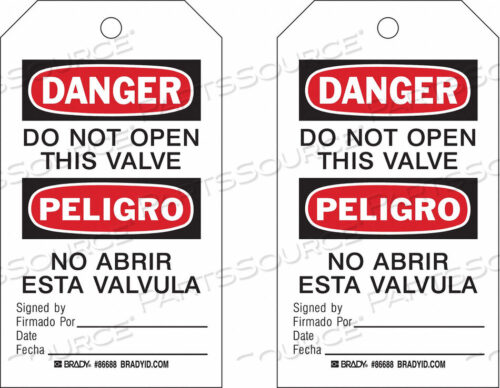 OEM#: 86688DANGER BILINGUAL TAG 7 X 4 IN PK100 by Brady Americas