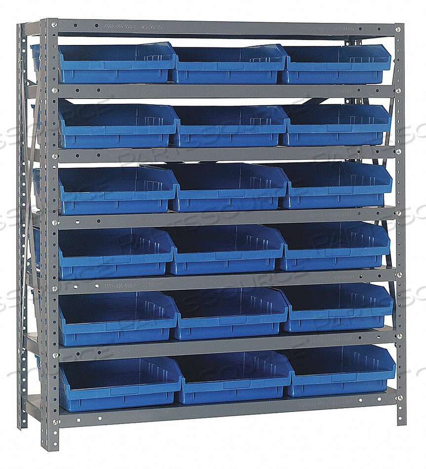 OEM#: 1239-109BLBIN SHELVING 39 OVERALL H 18 BINS BLUE by Quantum Storage Systems