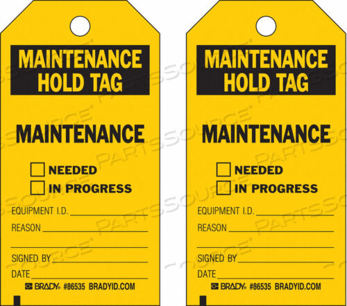 OEM#: 86535MAL NT HOLD TAG 5-3/4 X 3 IN BK/YEL PK10 by Brady Americas