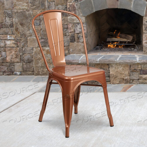 OEM#: ET-3534-POC-GGTENLEY COMMERCIAL GRADE COPPER METAL INDOOR-OUTDOOR STACKABLE CHAIR by Flash Furniture