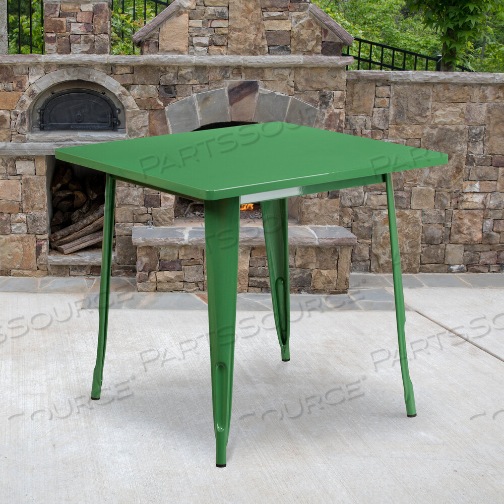 OEM#: ET-CT002-1-GN-GGFELIX COMMERCIAL GRADE 31.5 SQUARE GREEN METAL INDOOR-OUTDOOR TABLE by Flash Furniture