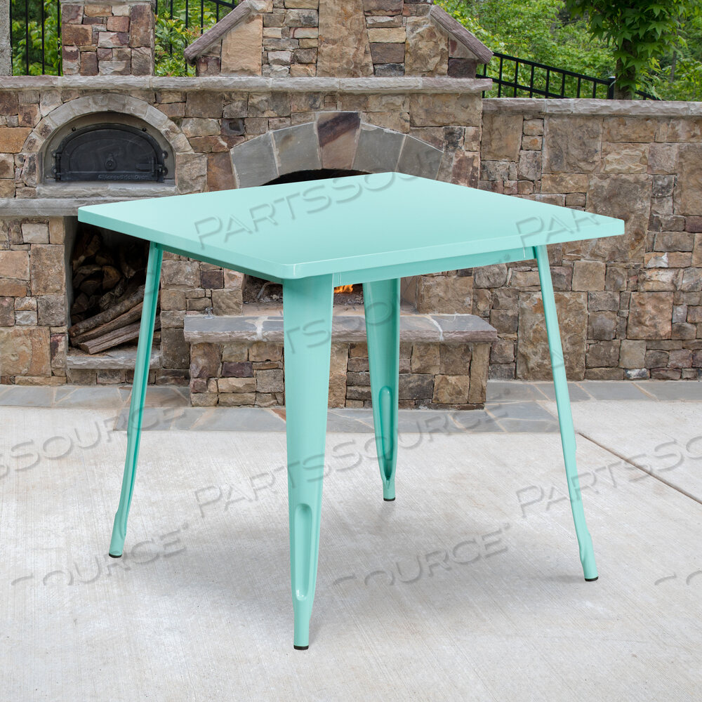 OEM#: ET-CT002-1-MINT-GGFELIX COMMERCIAL GRADE 31.5 SQUARE MINT GREEN METAL INDOOR-OUTDOOR TABLE by Flash Furniture