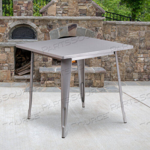 OEM#: ET-CT002-1-SIL-GGFELIX COMMERCIAL GRADE 31.5 SQUARE SILVER METAL INDOOR-OUTDOOR TABLE by Flash Furniture