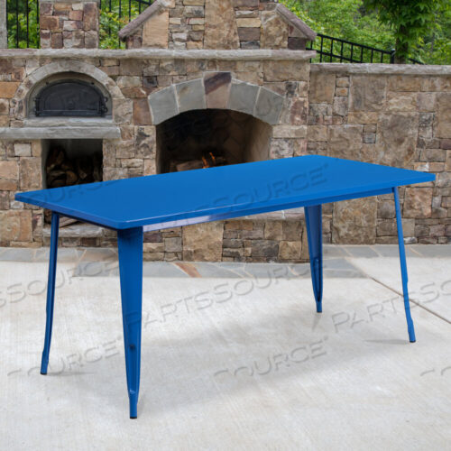 OEM#: ET-CT005-BL-GGCHARIS COMMERCIAL GRADE 31.5 X 63 RECTANGULAR BLUE METAL INDOOR-OUTDOOR TABLE by Flash Furniture