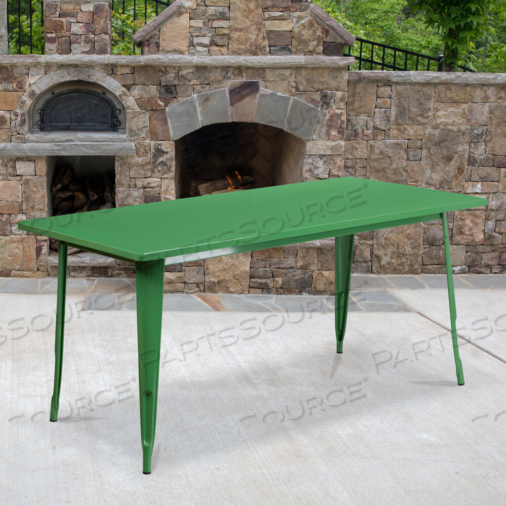 OEM#: ET-CT005-GN-GGCHARIS COMMERCIAL GRADE 31.5 X 63 RECTANGULAR GREEN METAL INDOOR-OUTDOOR TABLE by Flash Furniture