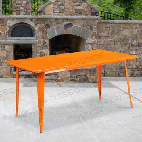OEM#: ET-CT005-OR-GGCHARIS COMMERCIAL GRADE 31.5 X 63 RECTANGULAR ORANGE METAL INDOOR-OUTDOOR TABLE by Flash Furniture