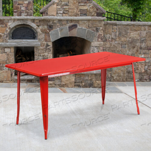 OEM#: ET-CT005-RED-GGCHARIS COMMERCIAL GRADE 31.5 X 63 RECTANGULAR RED METAL INDOOR-OUTDOOR TABLE by Flash Furniture