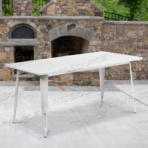 OEM#: ET-CT005-WH-GGCHARIS COMMERCIAL GRADE 31.5 X 63 RECTANGULAR WHITE METAL INDOOR-OUTDOOR TABLE by Flash Furniture