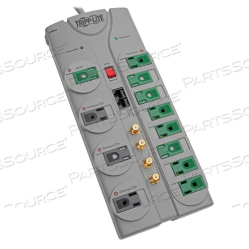 OEM#: TLP1210SATGECO SURGE PROTECTOR STRIP GREEN 12 OUTLETS 10FT CORD 3600 JOULES by Tripp Lite