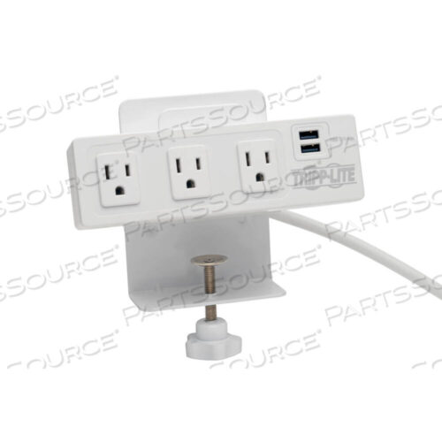 OEM#: TLP310USBCWSURGE PROTECTOR, 3 AC OUTLETS/2 USB PORTS, 10 FT CORD, 510 J, WHITE by Tripp Lite