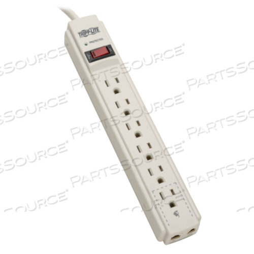 OEM#: TLP604TELSURGE PROTECTOR STRIP 120V 6 OUTLET RJ11 4FT CORD 790 JOULE by Tripp Lite
