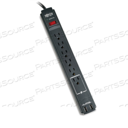 OEM#: TLP606USBBTAASURGE PROTECTOR STRIP 120V USB 6 OUTLET 6FT CORD 990 JOULE TAA by Tripp Lite