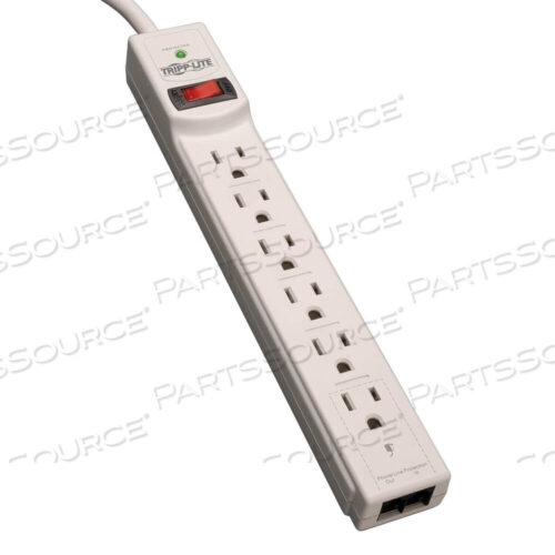 OEM#: TLP608TELSURGE PROTECTOR STRIP 6 OUTLET RJ11 8FT CORD 990 JOULES by Tripp Lite