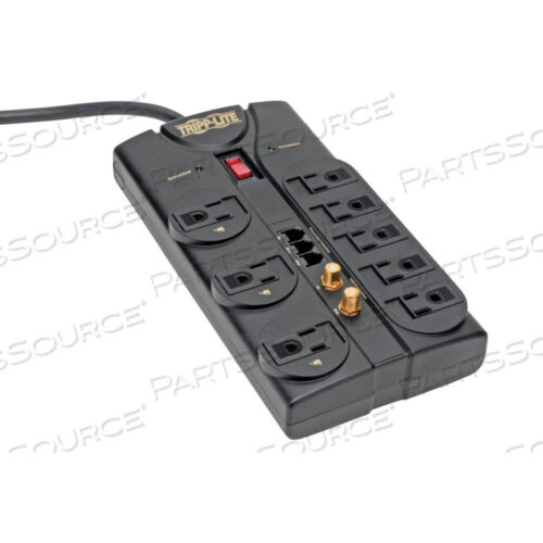 OEM#: TLP808TELTVSURGE PROTECTOR 120V 8 OUTLET RJ11 COAX 8FT CORD 2160 JOULE by Tripp Lite