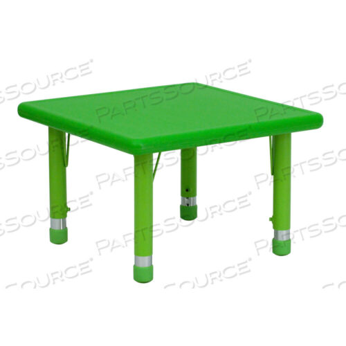 OEM#: YU-YCX-002-2-SQR-TBL-GREEN-GGWREN 24 SQUARE GREEN PLASTIC HEIGHT ADJUSTABLE ACTIVITY TABLE by Flash Furniture