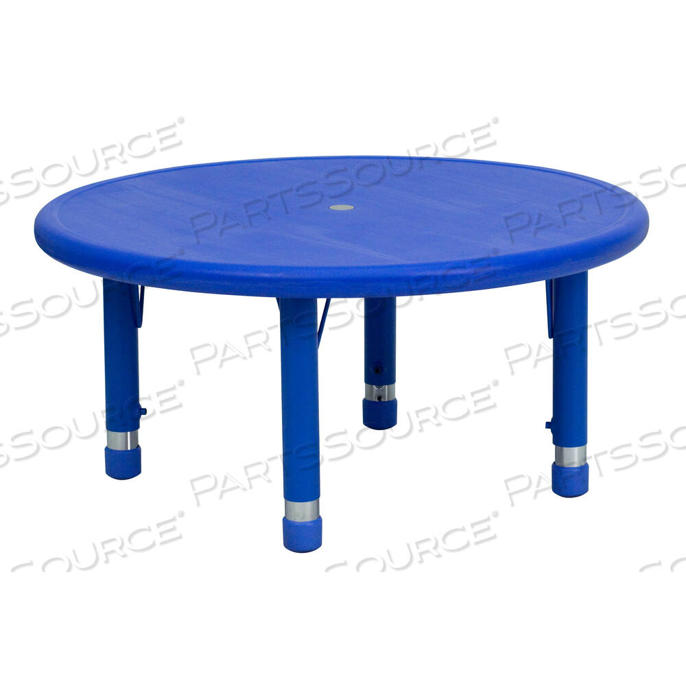 OEM#: YU-YCX-007-2-ROUND-TBL-BLUE-GGWREN 33 ROUND BLUE PLASTIC HEIGHT ADJUSTABLE ACTIVITY TABLE by Flash Furniture