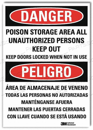 OEM#: U1-1053-RD_10X14DANGER SIGN 14X10 IN. BILINGUAL by Lyle Signs Inc.