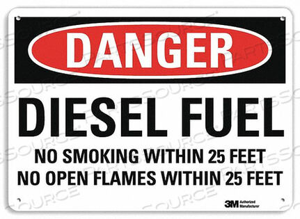 OEM#: U3-1301-RA_14X10DANGER NO SMOKING SIGN DIESEL 10X14 by Lyle Signs Inc.
