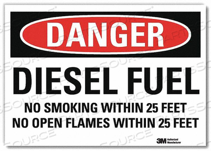 OEM#: U3-1301-RD_14X10DANGER NO SMOKING SIGN DIESEL FUEL 10X14 by Lyle Signs Inc.