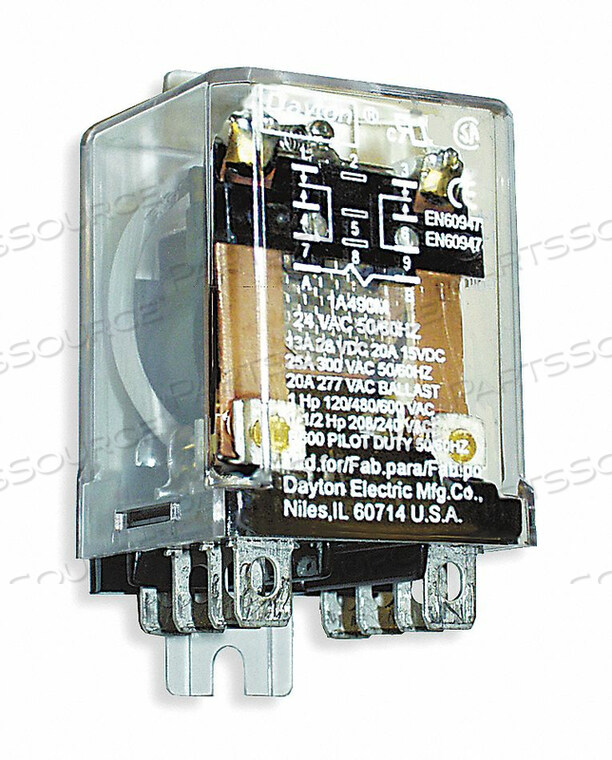 OEM#: 1A490H8159 ENCLOSED POWER RELAY 8 PIN 24VAC DPDT by DAYTON ELECTRIC MANUFACTURING CO